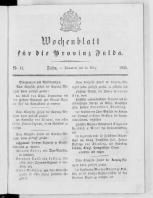 Nr. 11, Ausgabe vom 14. März 1846