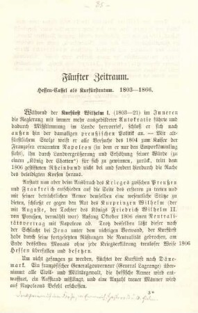 Fünfter Zeitraum. Hessen-Cassel als Kurfürstentum. 1803 - 1866