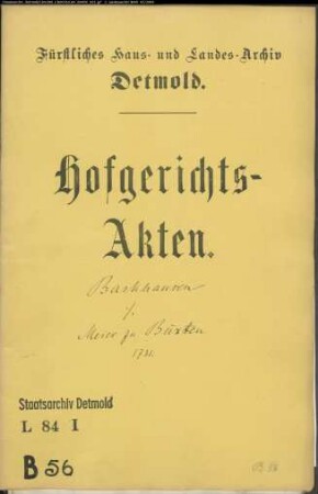 Barkhausen, Kammerrats Witwe in Salzuflen gegen Meier zu Büxten - Schuldforderung