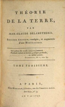 Théorie De La Terre, Tome Troisième