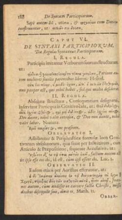 Caput VI. De Syntaxi Participiorum. Da Regulas Syntaxeus ...