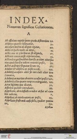 Index Numerus significat Collationem