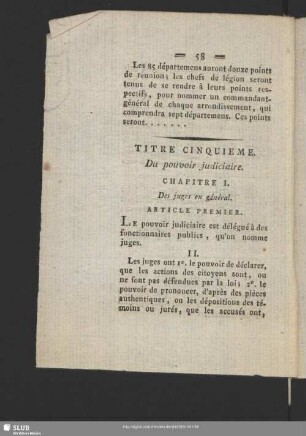 Titre Cinquieme. Du pouvoir judiciaire