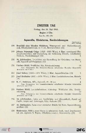 Aquarelle, Miniaturen, Handzeichnungen (Nr. 198-307)