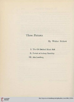 Plates: Three pictures by Walter Sickert