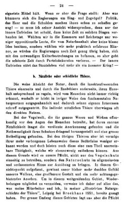 b. Nützliche oder schädliche Thiere.