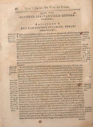 Quaestio VIII. Detvrne Svbstantialis Generatio an non.