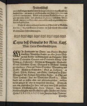 87-90, Copia deß Gewalts der Röm. Kays. May. Herrn Bevollmächtigten