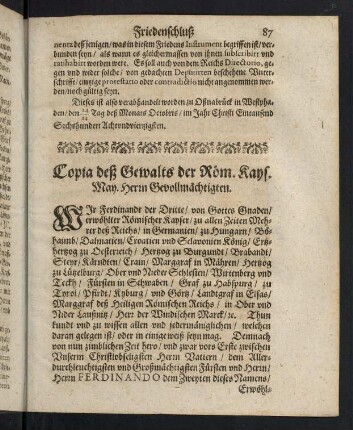87-90, Copia deß Gewalts der Röm. Kays. May. Herrn Bevollmächtigten