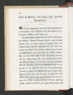 Brief an Andres, von wegen einer gewissen Vermuthung.