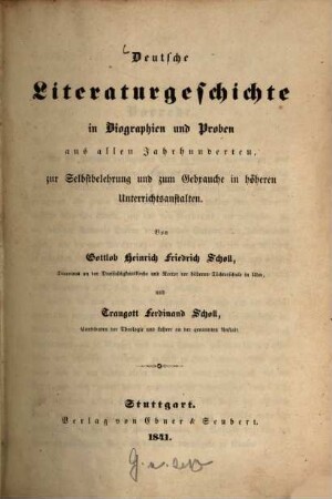 Deutsche Literaturgeschichte in Biographien und Proben aus allen Jahrhunderten