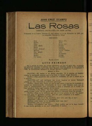 Las rosas : comedia dramática en tres actos