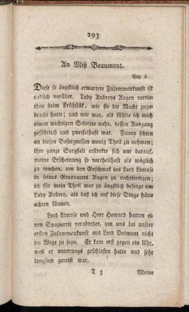 An Miß Beaumont. Aug. 6.
