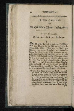 Zweytes Hauptstück. Von der christlichen Moral insbesondere.