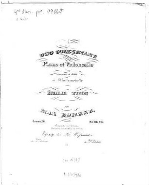 Duo concertant pour le piano et violoncelle : oeuv. 20