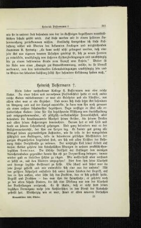 Heinrich Bassermann : [Nekrolog]