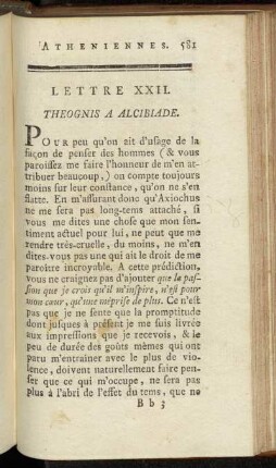 Lettre XXII. Theognis a Alcibiade. - Lettre XXIV. Periclès au Même.