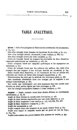 Table Analytique.