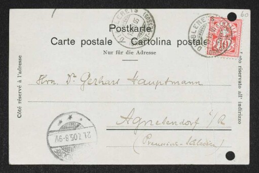 Brief von Paul Jonas an Gerhart Hauptmann