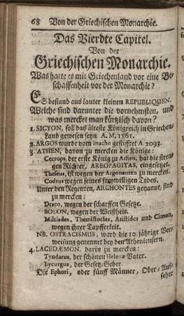 Das Vierdte Capitel. Von der Griechischen Monarchie.