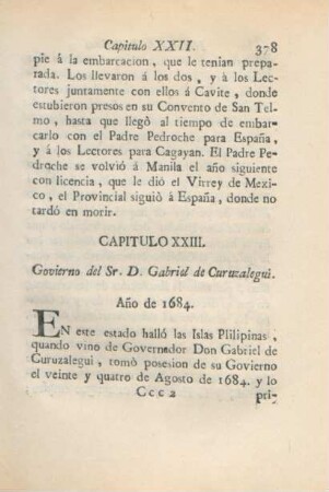 Capitulo XXIII. Govierno del Sr. D. Gabriel de Curuzalegui