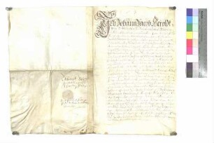 Lehenbrief Johann Jakob Herolds über ein Söldgut zu Unterweiler