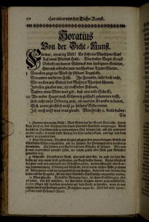 Horatius. Von der Dicht-Kunst.