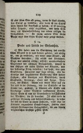 §. 14. Probe und Urbild der Gesundheit.