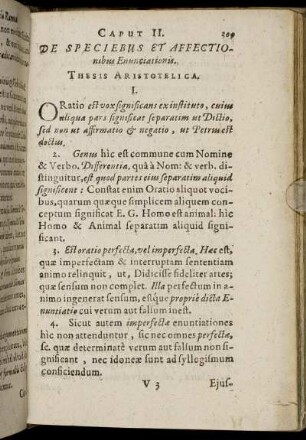 Caput II. De Speciebus et Affectionibus Enunciationis.