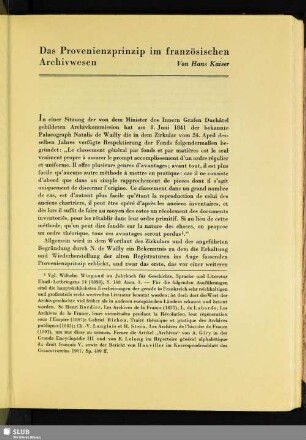 Das Provenienzprinzip im französischen Archivwesen