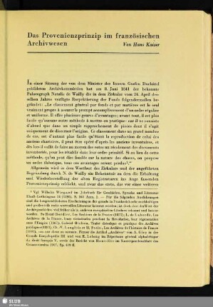 Das Provenienzprinzip im französischen Archivwesen