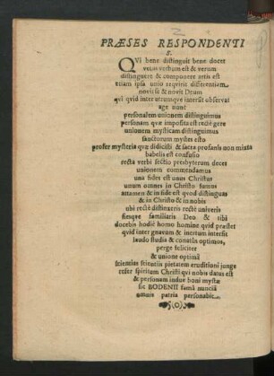Praeses Respondenti S.