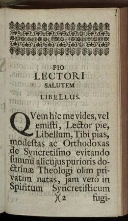 Pio Lectori Salutem Libellus.