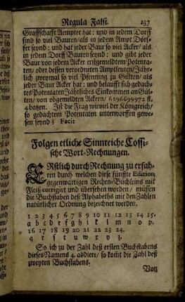Folgen etliche Sinnreiche Cossische Wort-Rechnungen