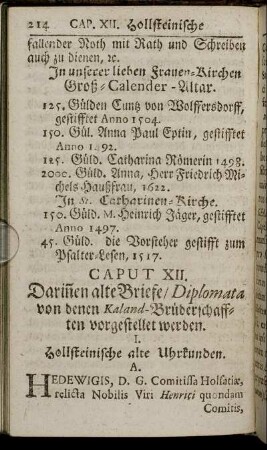 I. Hollsteinische alte Uhrkunden.