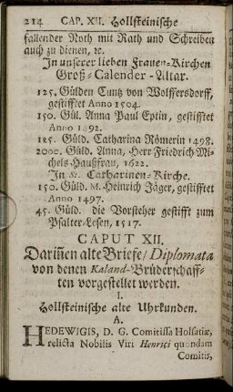 I. Hollsteinische alte Uhrkunden.