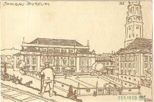 Fischer, Theodor; Bayreuth (Bayern); Rathaus (Umbau Infanteriekaserne) und Saalbau - Perspektive