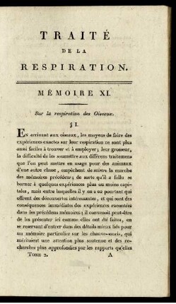 TRAITE DE LA RESPIRATION. MEMOIRE XI.