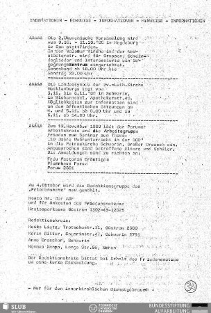 Informationen, Hinweise