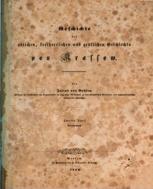 Geschichte des adlichen, freiherrlichen und gräflichen Geschlechts von Krassow, 2. Urkundenbuch
