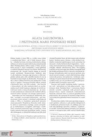 Seria nowa 21: [Rezension von: Agata Jakubowska, Sztuka i emancypacja kobiet w socjalistycznej Polsce]