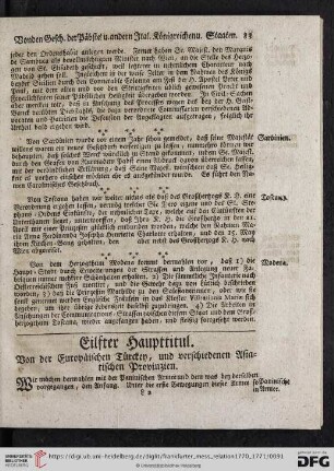 Eilfter Haupttitul. Von den Europäischen Türcken, und verschiedenen Asiatischen Provinzien