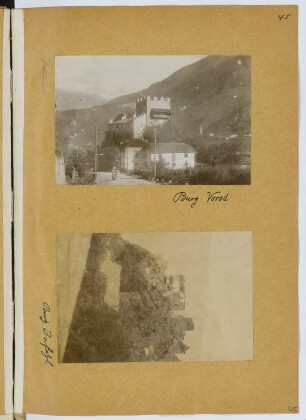 Burg Forst, Algund / Burg Juval, Kastelbell-Taschars: Außenansichten (aus: Skizzen- und Fotoalbum 14)