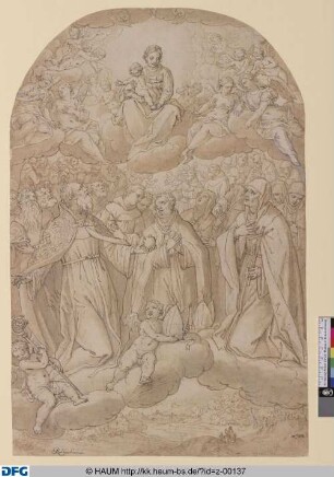 Maria mit dem Kind, von Heiligen verehrt