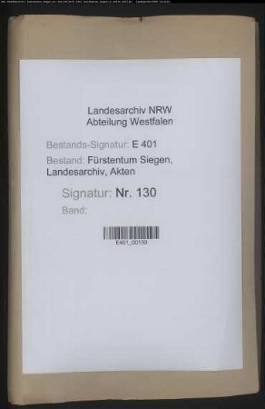 Dokumentensammlung zu Administrations- und Religionsangelegenheiten des katholischen Landesteils Nassau-Siegens