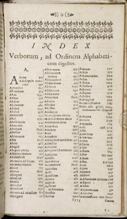 Index Verborum, ad Ordinem Alphabeticum digestus