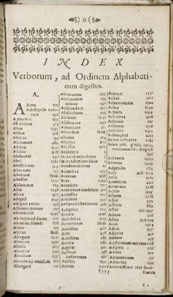 Index Verborum, ad Ordinem Alphabeticum digestus