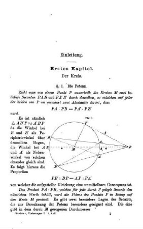 Einleitung. Erstes und Zweites Kapitel. Der Kreis. Der geometrische Ort.