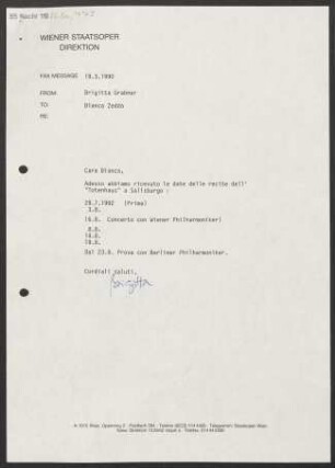 Brief an Bianca Zedda, 19.03.1990