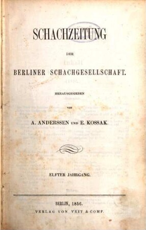 Schachzeitung. 11. 1856